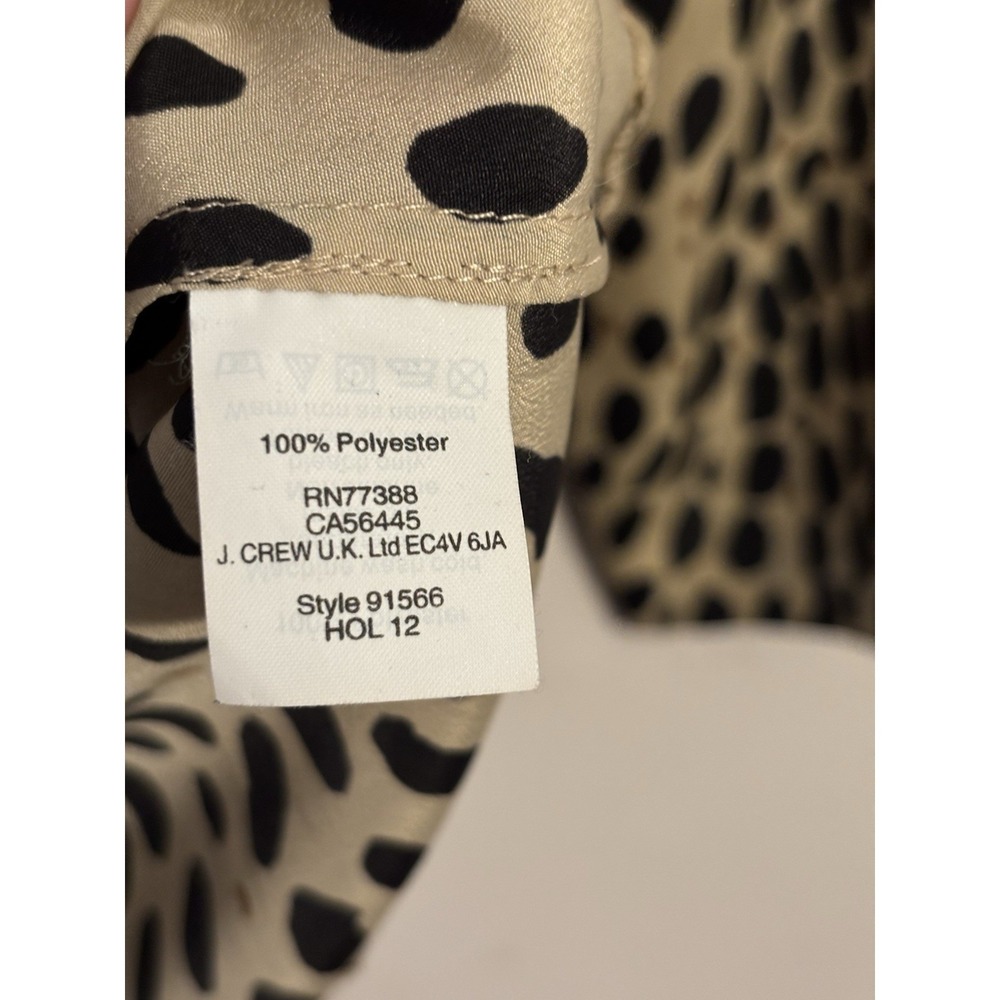 J.CREW Women's Brown Black Animal Print Leopard 3/4 Sleeve Shirt Blouse Size XS - Picture 3 of 6